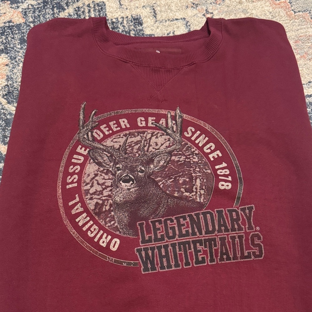 Legendary Whitetails Maroon Deer Graphic Crewneck